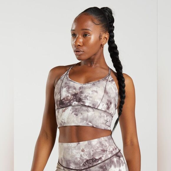 Gymshark Elevate Longline Sports Bra Size M in Cement Brown Spray Dye NWT in pac - Picture 1 of 8